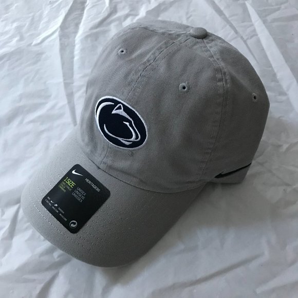NEW Nike Heritage 86 Cotton Cap Penn State Lion Head Logo Adjustable Gray Hat - Picture 4 of 11